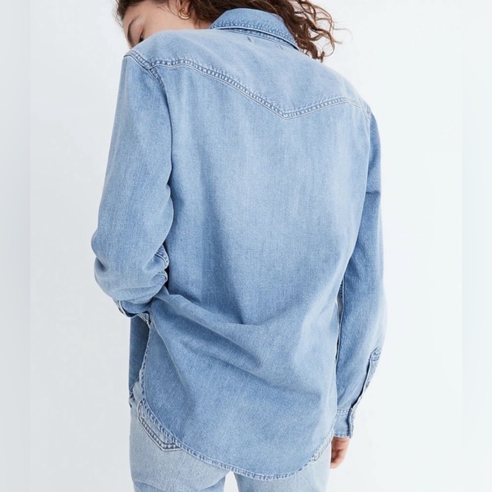 Madewell Denim Snap-Button Western Shirt in Percy Wash size XXS - Picture 2 of 12